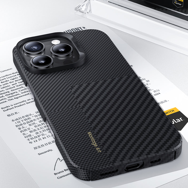iPhone 16 Pro Max Kılıf Magsafe Şarj Özellikli Karbon Fiber Benks Yeni Seri Montage ArmorAir Kevlar Kapak