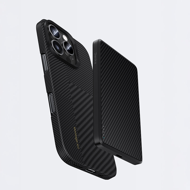 iPhone 16 Pro Max Kılıf Magsafe Şarj Özellikli Karbon Fiber Benks Yeni Seri Montage ArmorAir Kevlar Kapak