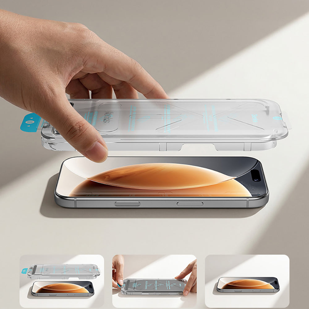 iPhone 16 Pro / 17 uyumlu Benks OmniWarrior Anti-Drop Privacy Cam Ekran Koruyucu + Kolay Uygulama Aparatlı