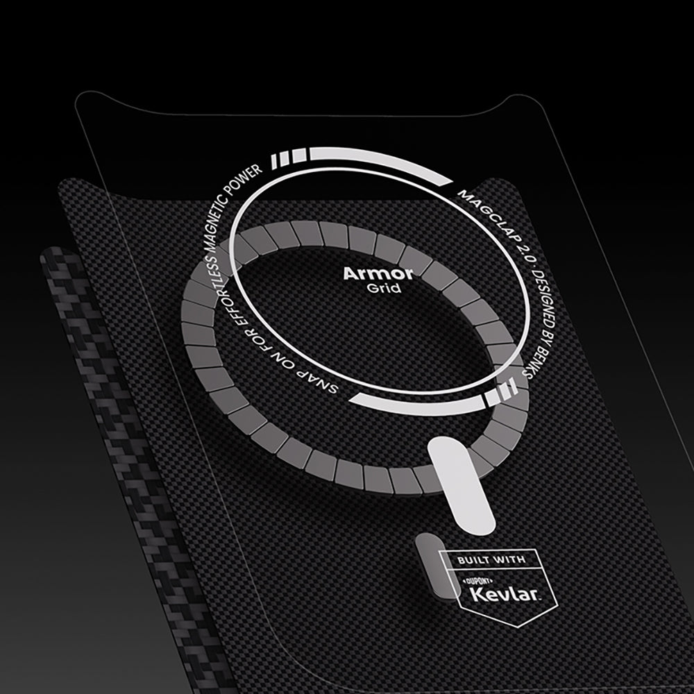 iPhone 17 Pro Kılıf M-Safe Şarj Özellikli Benks ArmorPro ArmorGrid Serisi Kevlar Kapak