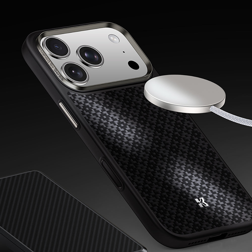 iPhone 17 Pro Kılıf M-Safe Şarj Özellikli Benks ArmorPro ArmorGrid Serisi Kevlar Kapak