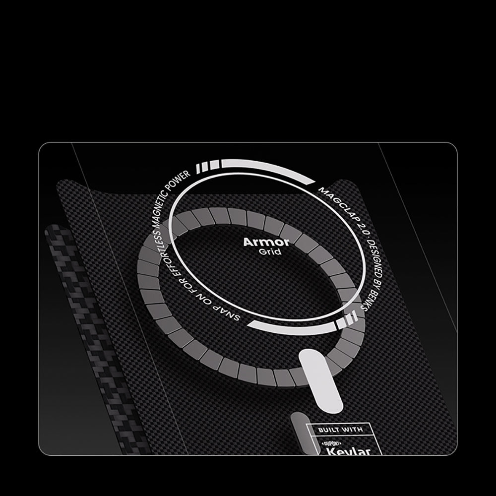 iPhone 17 Pro Max Kılıf M-Safe Şarj Özellikli Benks ArmorPro ArmorGrid Serisi Kevlar Kapak