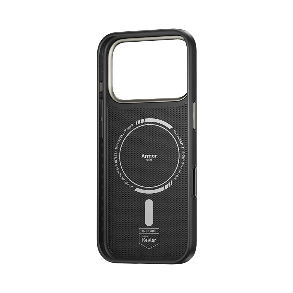 iPhone 17 Pro Max Kılıf M-Safe Şarj Özellikli Benks ArmorPro ArmorGrid Serisi Kevlar Kapak