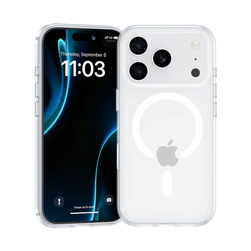 iPhone 17 Pro Max Kılıf M-safe Şarj Özellikli Benks Crystal Serisi Şeffaf Kapak Sararmayan Full PC