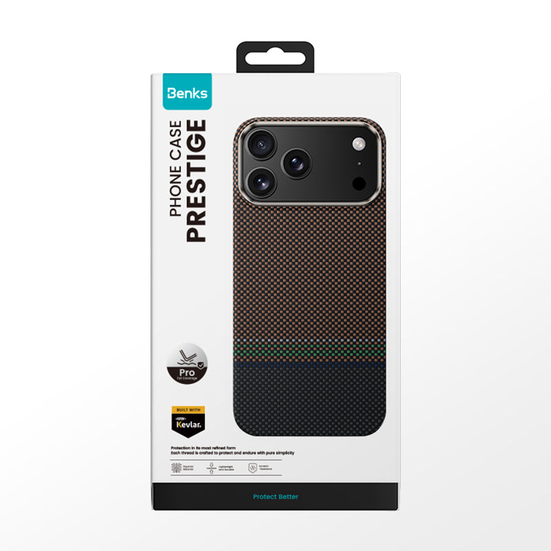 iPhone 17 Pro Max Kılıf M-safe Şarj Özellikli Karbon Fiber Tasarımlı Benks Prestige ArmorPro Kevlar Kapak