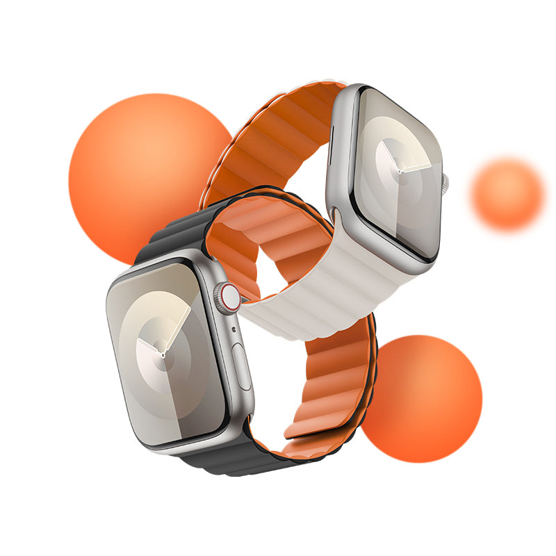 Apple Watch 7 8 9 10 - 40 41 42 mm uyumlu Benks Magnetik Tak Çıkar Silikon Çift Renkli Mıknatıslı Strap Kayış