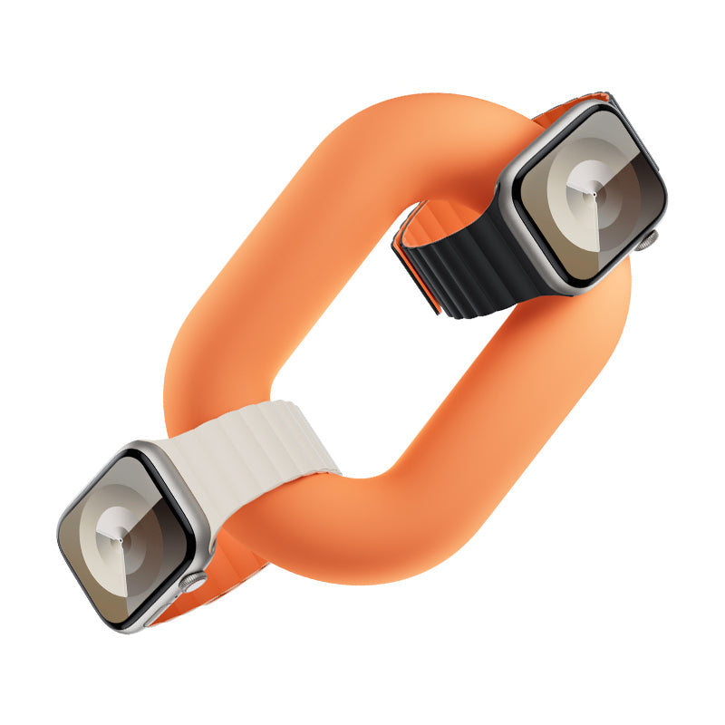 Apple Watch 7 8 9 10 - 40 41 42 mm uyumlu Benks Magnetik Tak Çıkar Silikon Çift Renkli Mıknatıslı Strap Kayış