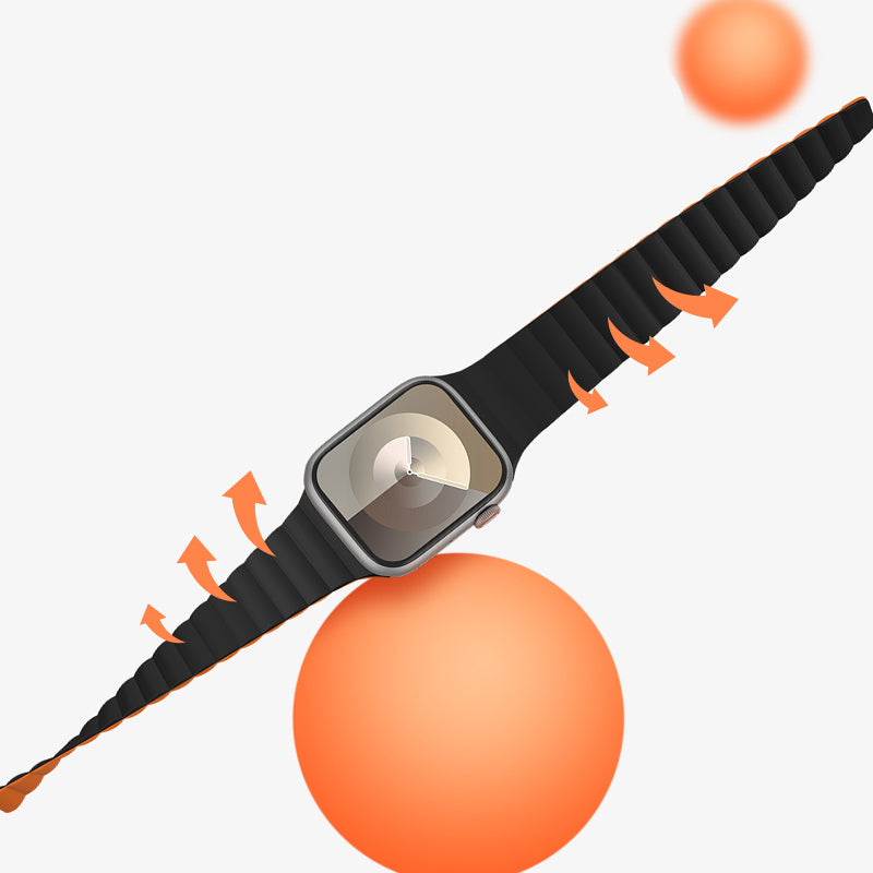 Apple Watch 7 8 9 10 - 40 41 42 mm uyumlu Benks Magnetik Tak Çıkar Silikon Çift Renkli Mıknatıslı Strap Kayış