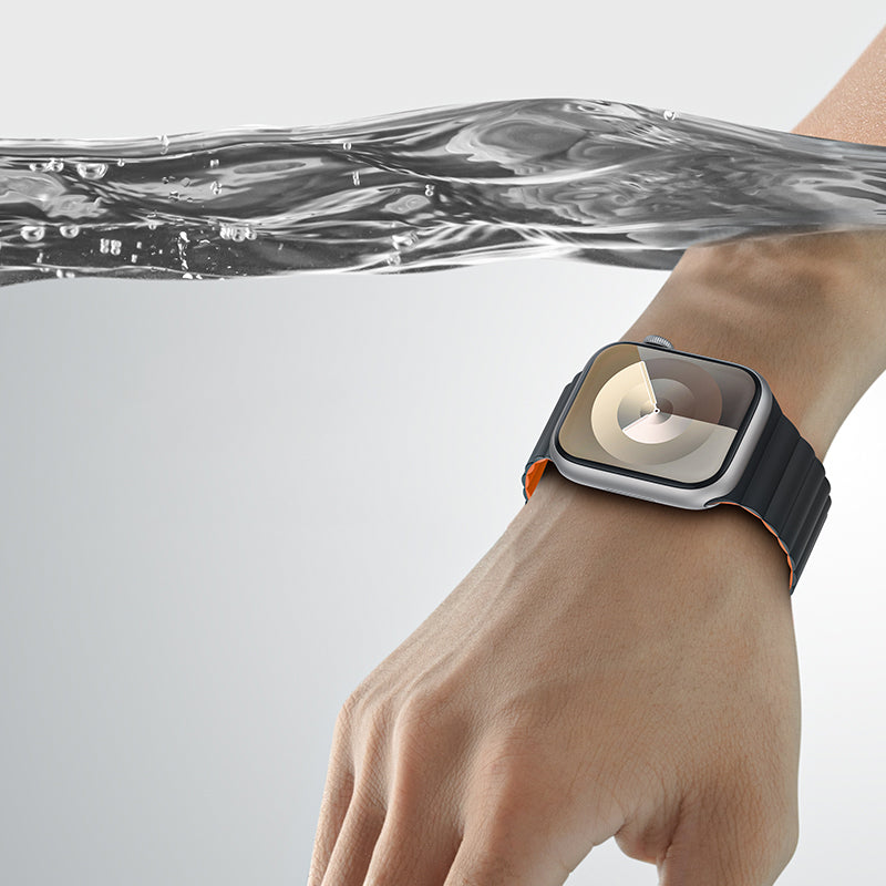 Apple Watch 7 8 9 10 - 40 41 42 mm uyumlu Benks Magnetik Tak Çıkar Silikon Çift Renkli Mıknatıslı Strap Kayış