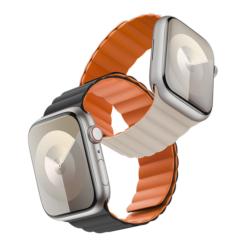 Apple Watch 7 8 9 10 - 44 45 46 49 mm uyumlu Benks Magnetik Tak Çıkar Silikon Çift Renkli Mıknatıslı Strap Kayış