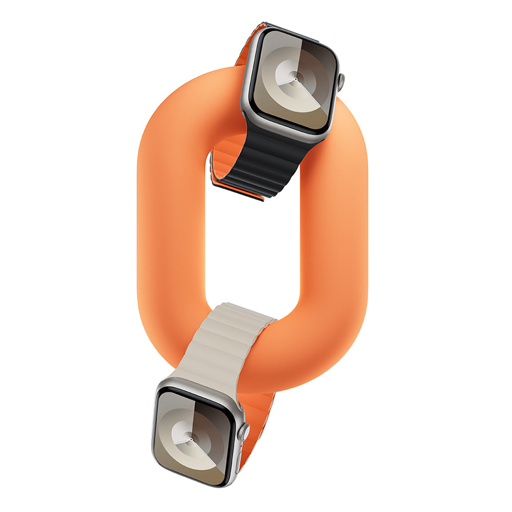 Apple Watch 7 8 9 10 - 44 45 46 49 mm uyumlu Benks Magnetik Tak Çıkar Silikon Çift Renkli Mıknatıslı Strap Kayış