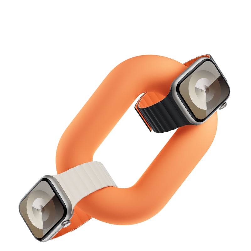 Apple Watch 7 8 9 10 - 44 45 46 49 mm uyumlu Benks Magnetik Tak Çıkar Silikon Çift Renkli Mıknatıslı Strap Kayış