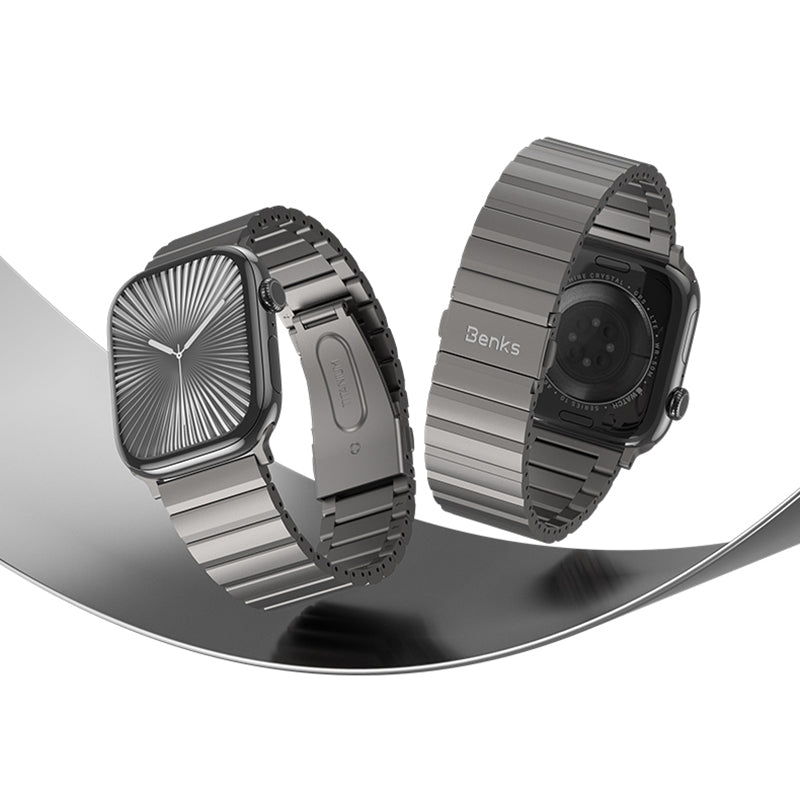 Apple Watch 7 8 9 10 11 - 44 45 46 49 mm uyumlu Benks Aero Titan Serisi Titanyum Kordon Kayış