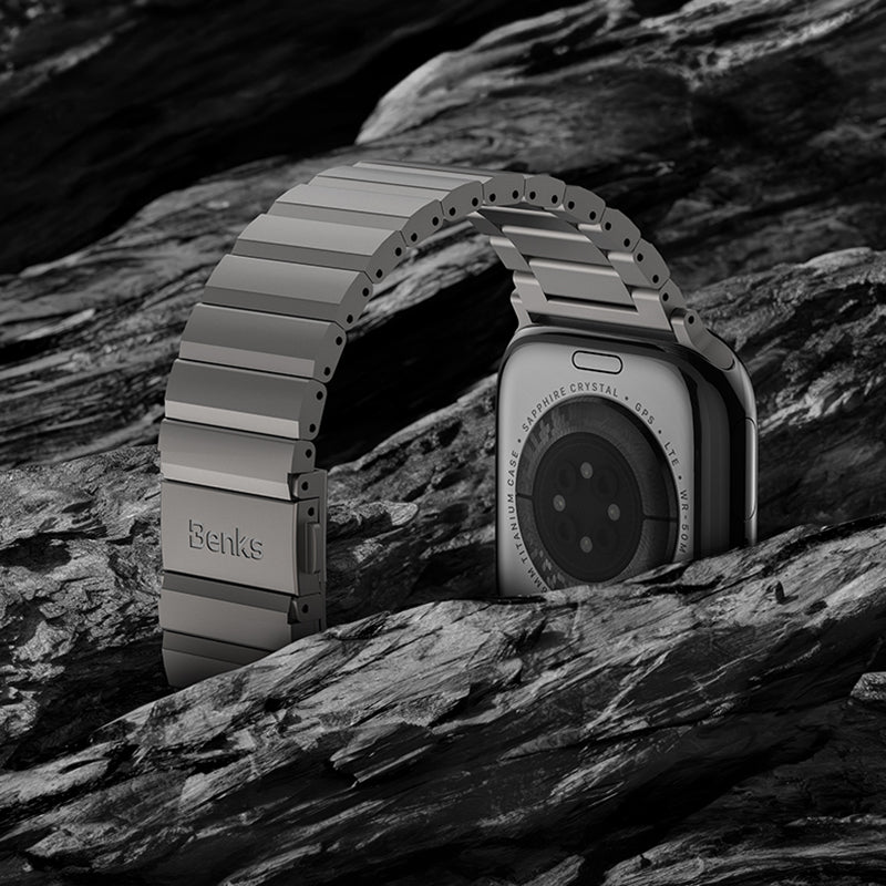 Apple Watch 7 8 9 10 11 - 44 45 46 49 mm uyumlu Benks Aero Titan Serisi Titanyum Kordon Kayış