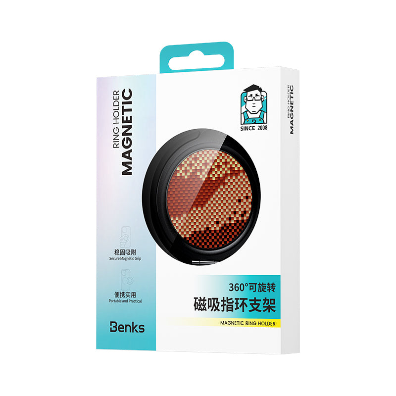 Benks MagClap Magnetik 360 Derece Dönebilen GoldenTide Kevlar Desenli Parmak Ring Stand