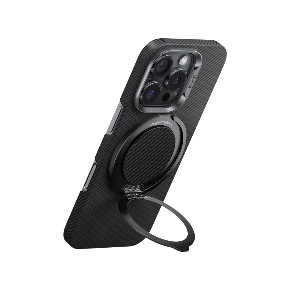 Benks MagClap Magnetik 360 Derece Dönebilen 600D Hybrid Karbon Fiber Desenli Parmak Ring Stand