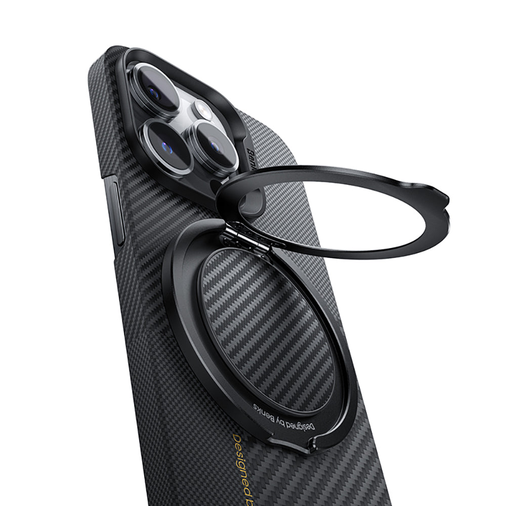 Benks MagClap Magnetik 360 Derece Dönebilen 600D Hybrid Karbon Fiber Desenli Parmak Ring Stand