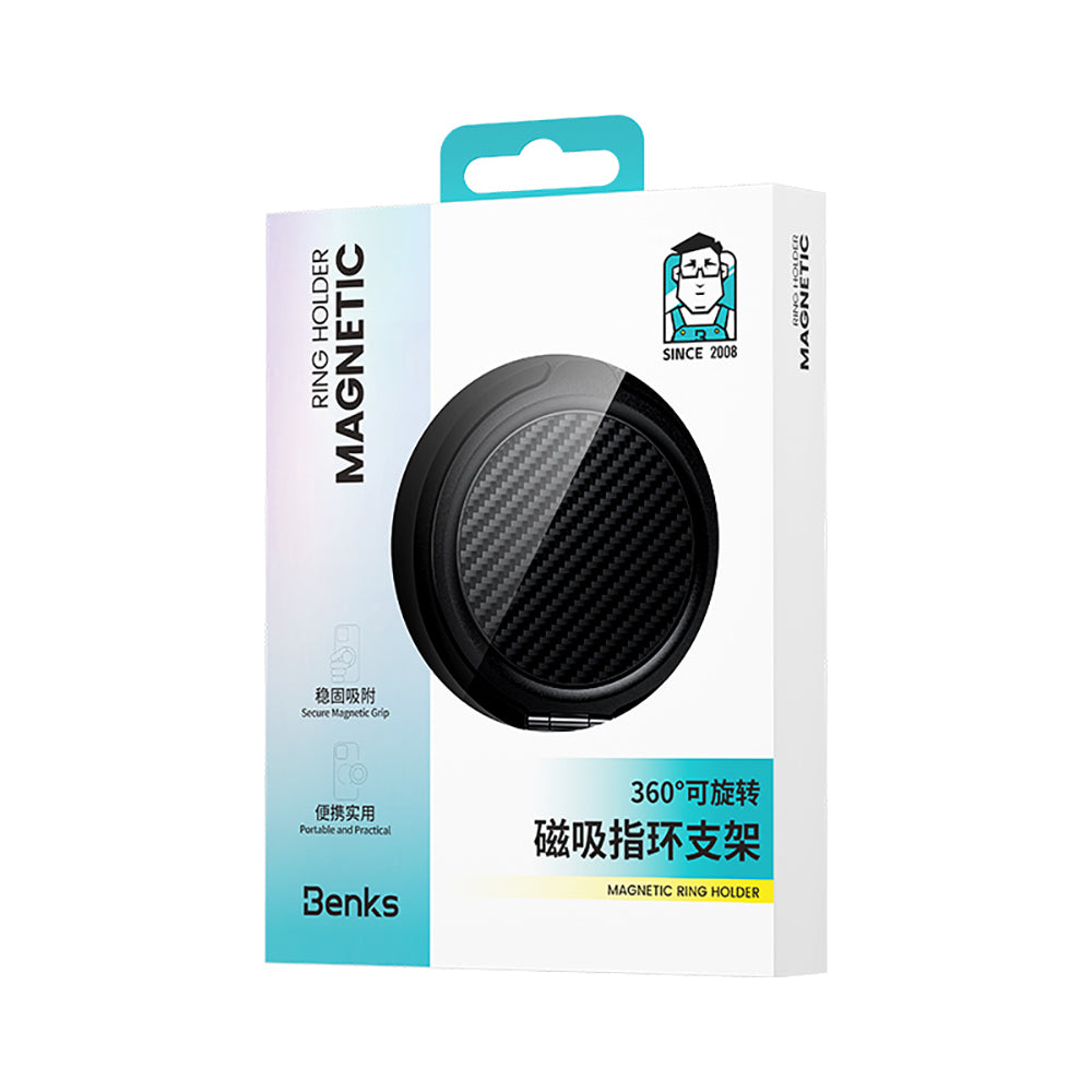 Benks MagClap Magnetik 360 Derece Dönebilen 600D Hybrid Karbon Fiber Desenli Parmak Ring Stand