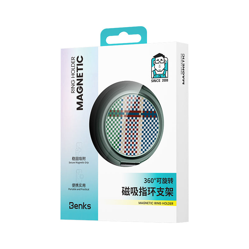 Benks MagClap Magnetik 360 Derece Dönebilen Passion Green Kevlar Desenli Parmak Ring Stand