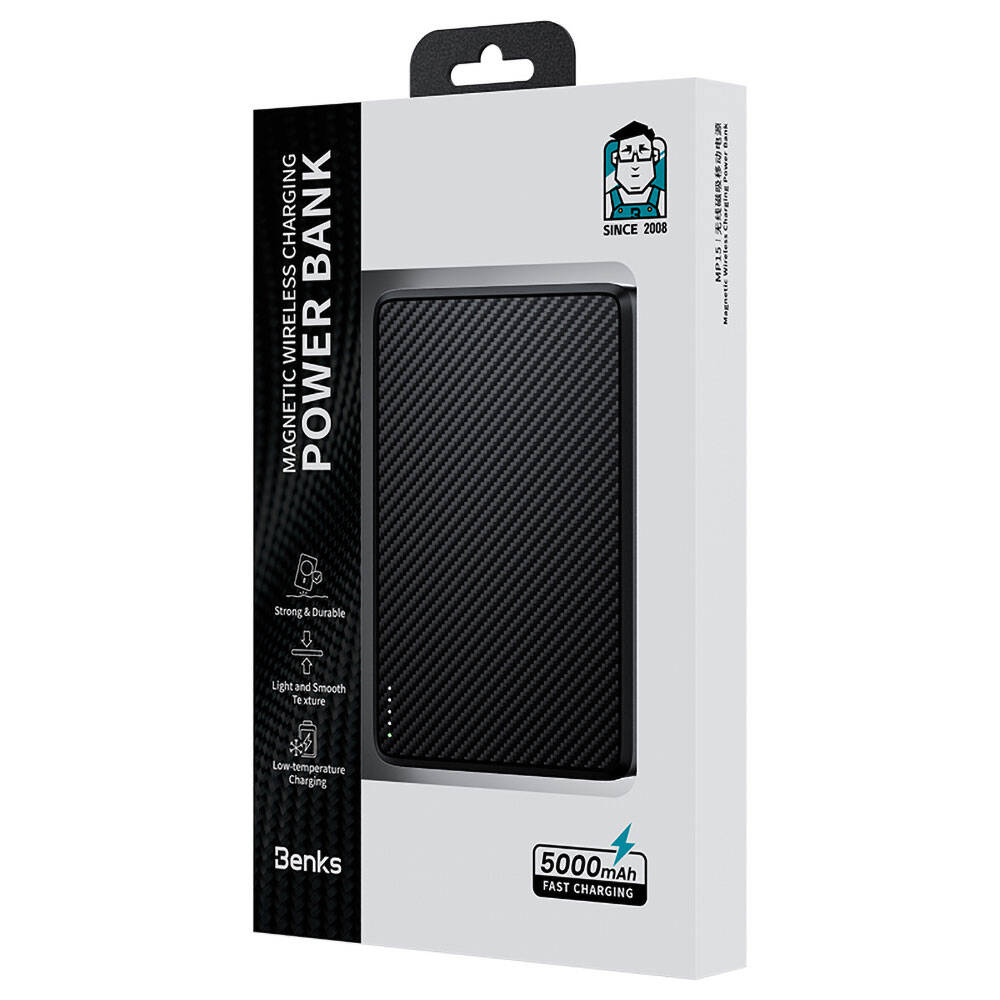 Benks MP15 ArmorGo Magsafe Şarj Özellikli Ultra İnce 600D Aramid Fiber Powerbank 7.5W 5000mAh