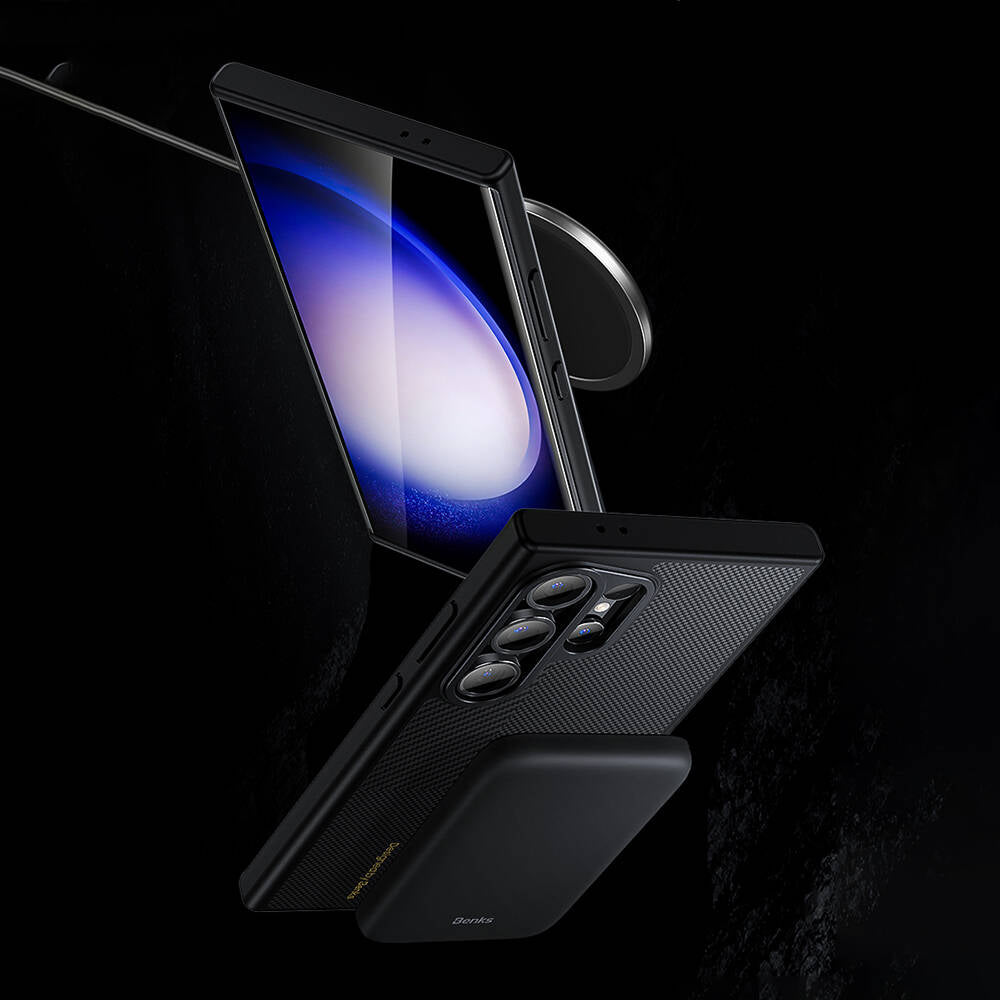 Galaxy S24 Plus Kılıf Magsafe Şarj Özellikli Karbon Fiber Benks Montage ArmorPro Kevlar Kapak