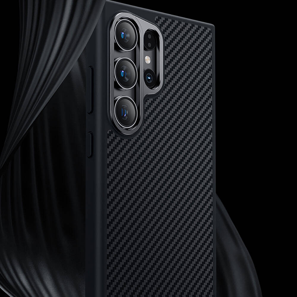 Galaxy S24 Ultra Kılıf Karbon Fiber Magsafe Şarj Özellikli Benks Hybrid ArmorPro 600D Kevlar Kapak