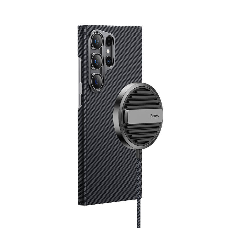 Galaxy S24 Ultra Kılıf Magsafe Özellikli Karbon Fiber Benks Essential Hybrid ArmorAir 600D Kevlar Kapak