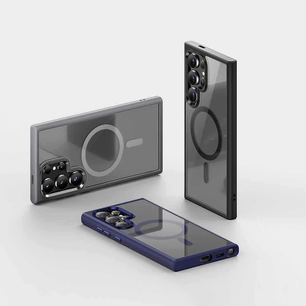 Galaxy S24 Ultra Kılıf Magsafe Şarj Özellikli Şeffaf Arka Yüzey Benks MagClap TPU Çerçeve Kapak