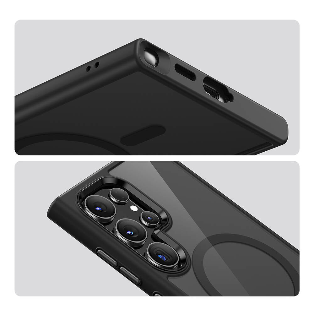 Galaxy S24 Ultra Kılıf Magsafe Şarj Özellikli Şeffaf Arka Yüzey Benks MagClap TPU Çerçeve Kapak