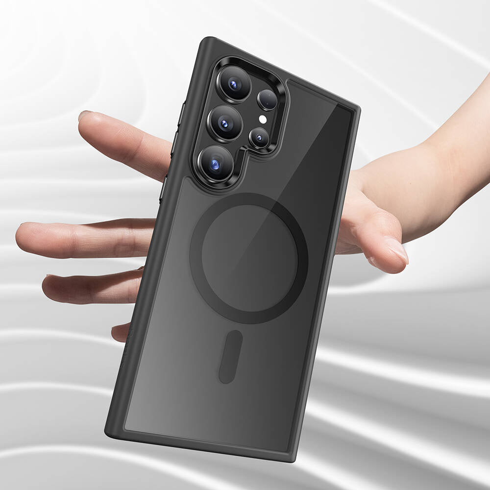 Galaxy S24 Ultra Kılıf Magsafe Şarj Özellikli Şeffaf Arka Yüzey Benks MagClap TPU Çerçeve Kapak