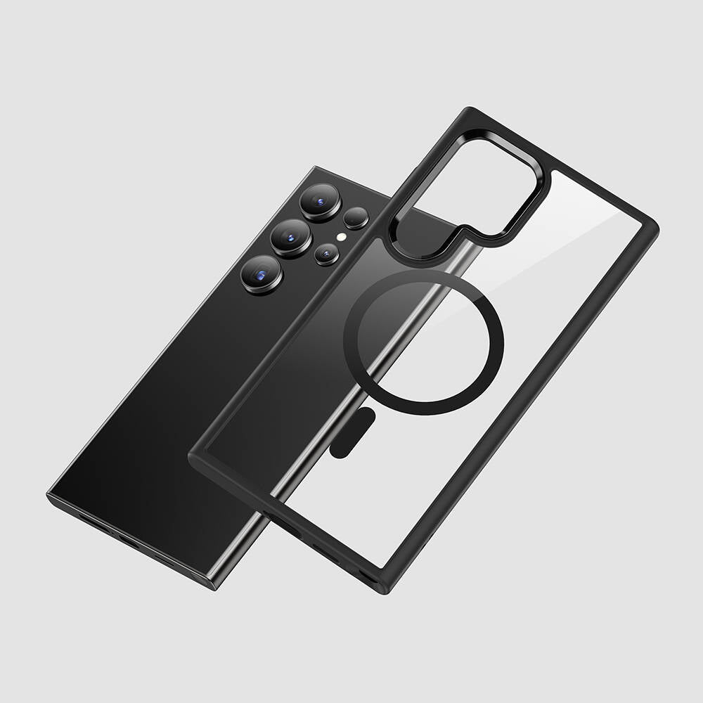 Galaxy S24 Ultra Kılıf Magsafe Şarj Özellikli Şeffaf Arka Yüzey Benks MagClap TPU Çerçeve Kapak