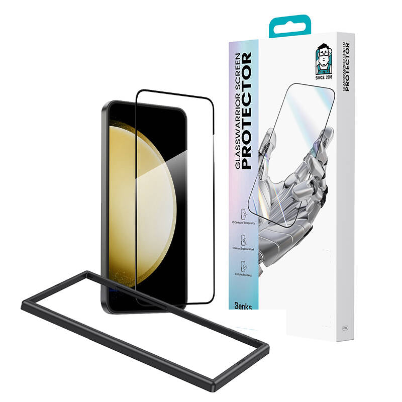 Galaxy S25 / S24 uyumlu Benks Glass Warrior Cam Ekran Koruyucu + Kolay Uygulama Aparatlı
