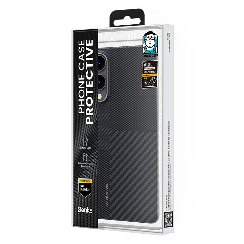 Galaxy S25 Edge Kılıf M-safe Şarj Özellikli Karbon Fiber Benks Montage ArmorAir Kevlar Kapak