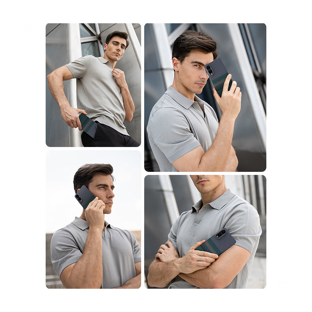 Galaxy S25 Edge Kılıf M-safe Şarj Özellikli Karbon Fiber Tasarımlı Benks Aurora ArmorAir Kevlar Kapak