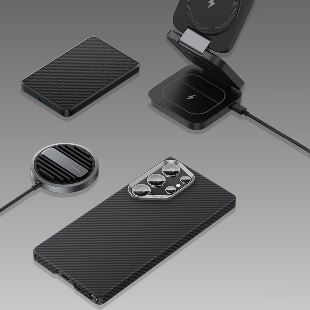 Galaxy S25 Ultra Kılıf Benks Magsafe Şarj Özellikli Magnetik Hybrid ArmorAir 600D Kevlar Fiber Kapak