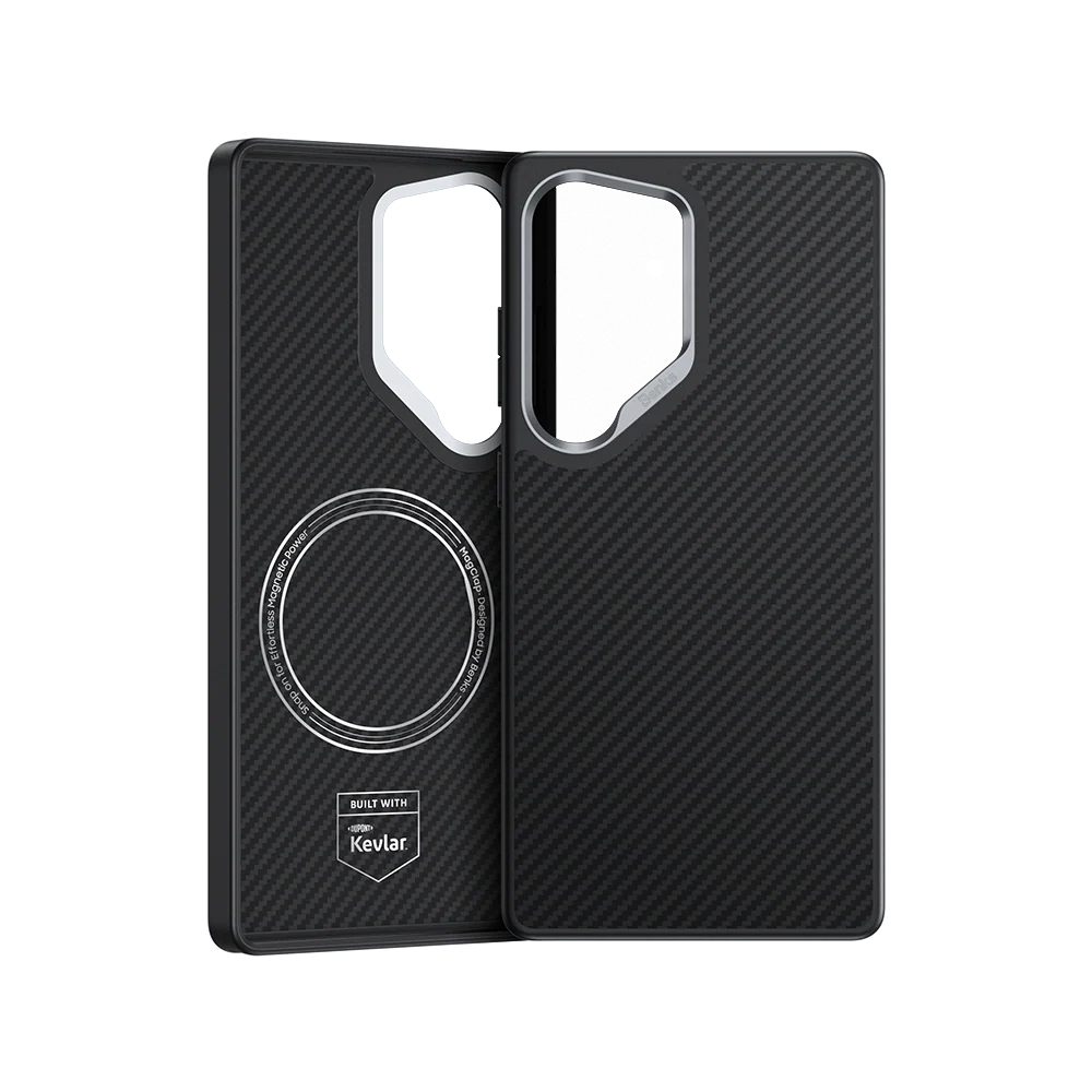 Galaxy S25 Ultra Kılıf Karbon Fiber Magsafe Şarj Özellikli Benks Hybrid ArmorPro 600D Kevlar Kapak