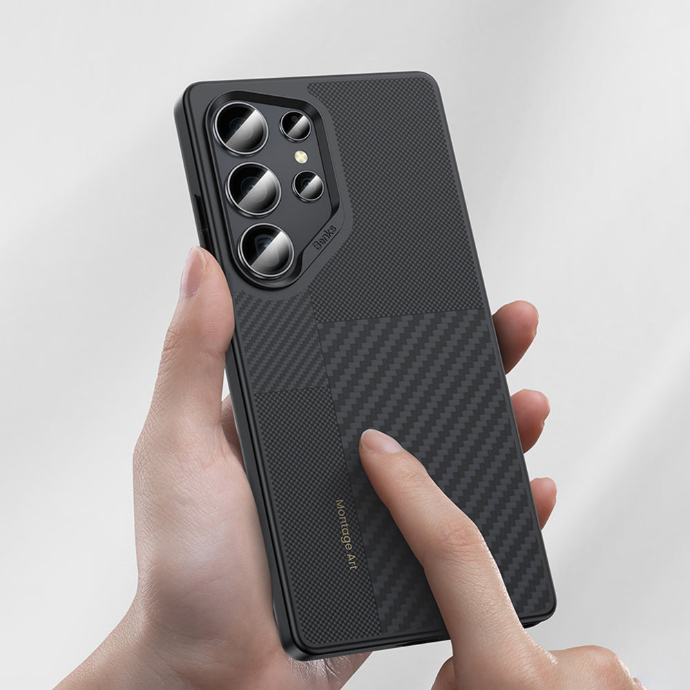 Galaxy S25 Ultra Kılıf Magsafe Şarj Özellikli Karbon Fiber Benks Montage ArmorPro Kevlar Kapak