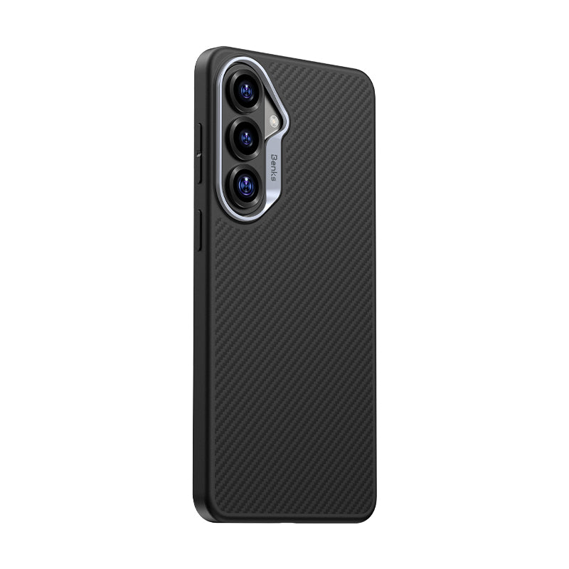 Galaxy S26 Plus Kılıf Karbon Fiber M-safe Şarj Özellikli Benks Hybrid ArmorPro 600D Kevlar Kapak