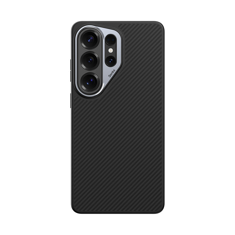 Galaxy S26 Ultra Kılıf Karbon Fiber M-safe Şarj Özellikli Benks Hybrid ArmorPro 600D Kevlar Kapak