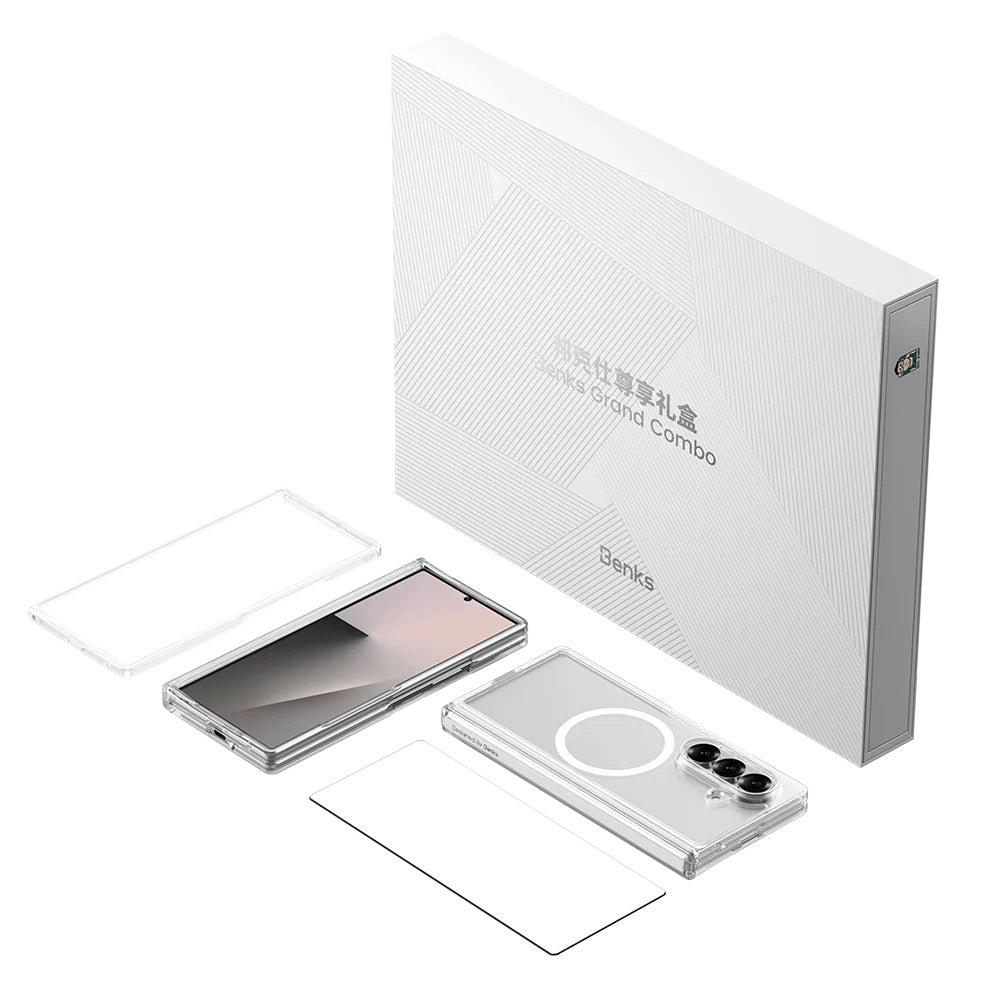 Galaxy Z Fold 7 Benks Crystal Grand Combo Üçlü Aksesuar Seti (Ön & Arka Şeffaf Kapak + Ekran Koruyucu)