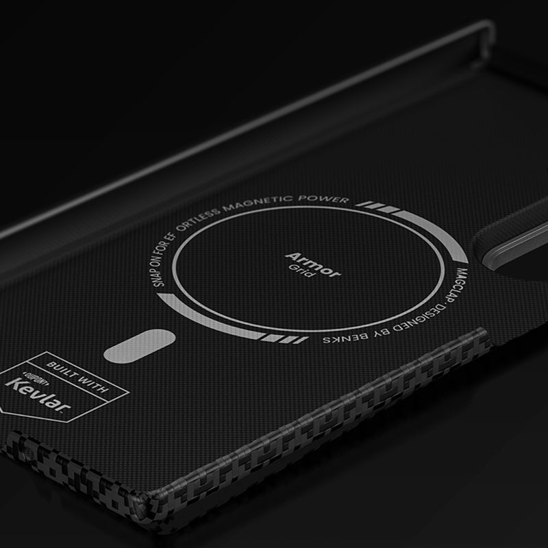 Galaxy Z Fold 7 Kılıf M-Safe Şarj Özellikli Karbon Fiber Benks ArmorAir ArmorGrid Serisi Kevlar Arka Kapak