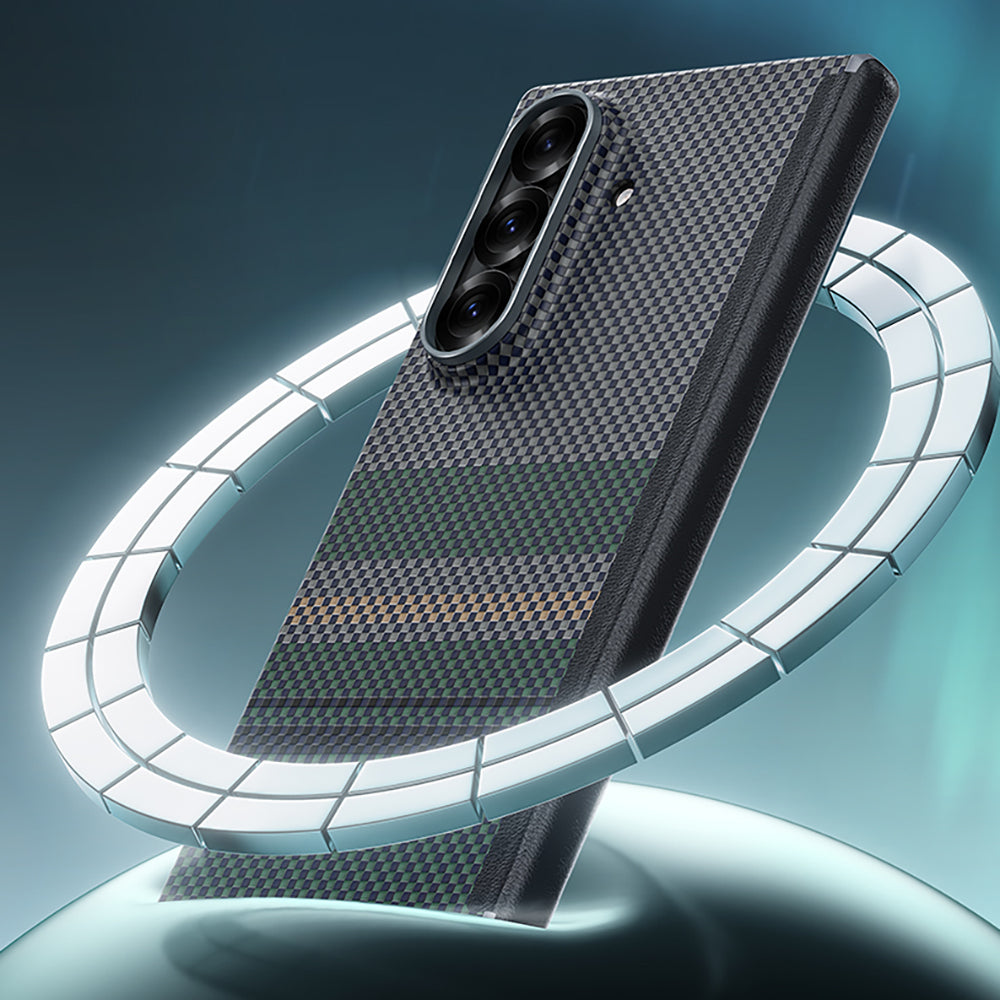 Galaxy Z Fold 7 Kılıf M-safe Şarj Özellikli Karbon Fiber Benks Aurora ArmorAir Kevlar Arka Kapak