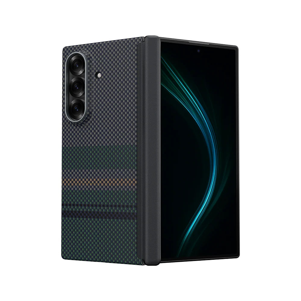 Galaxy Z Fold 7 Kılıf M-safe Şarj Özellikli Karbon Fiber Benks Aurora ArmorAir Kevlar Arka Kapak