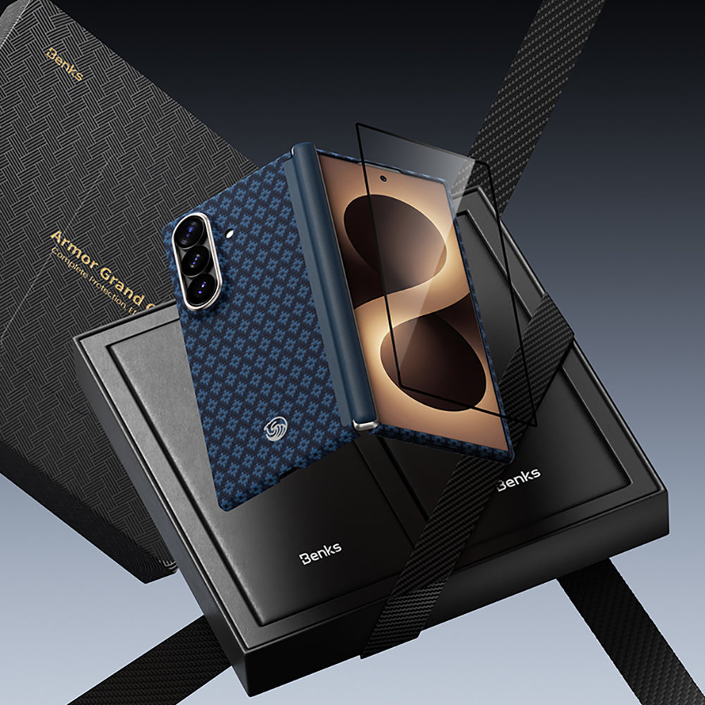 Galaxy Z Fold 8 Ultra Benks ArmorAir ArmorGrid Grand Combo Üçlü Aksesuar Seti (Ön Arka Kevlar Karbon Kapak + Ekran Koruyucu)