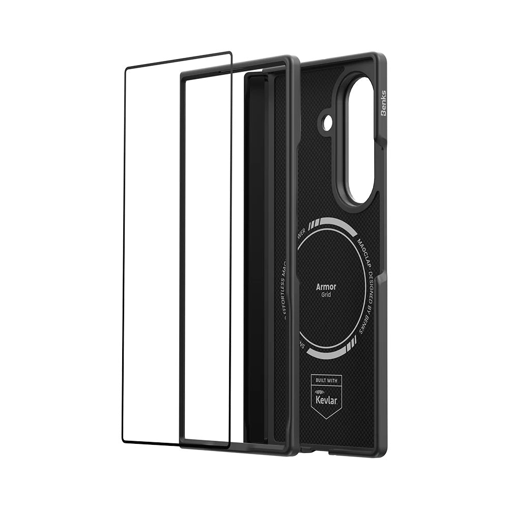 Galaxy Z Fold 8 Ultra Benks ArmorPro ArmorGrid Grand Combo Üçlü Aksesuar Seti (Ön Arka Kevlar Karbon Kapak + Ekran Koruyucu)