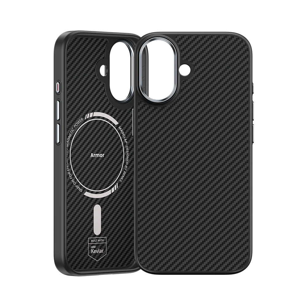 iPhone 17 Kılıf Karbon Fiber M-safe Şarj Özellikli Benks Hybrid ArmorPro 600D Kevlar Kapak