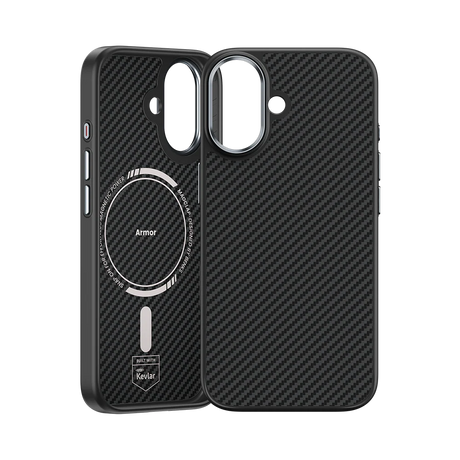 iPhone 17 Kılıf Karbon Fiber M-safe Şarj Özellikli Benks Hybrid ArmorPro 600D Kevlar Kapak
