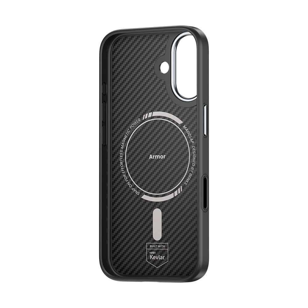 iPhone 17 Kılıf Karbon Fiber M-safe Şarj Özellikli Benks Hybrid ArmorPro 600D Kevlar Kapak