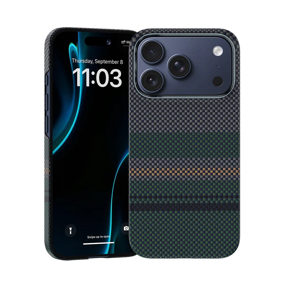 iPhone 17 Pro Kılıf M-safe Şarj Özellikli Karbon Fiber Tasarımlı Benks Aurora ArmorAir Kevlar Kapak