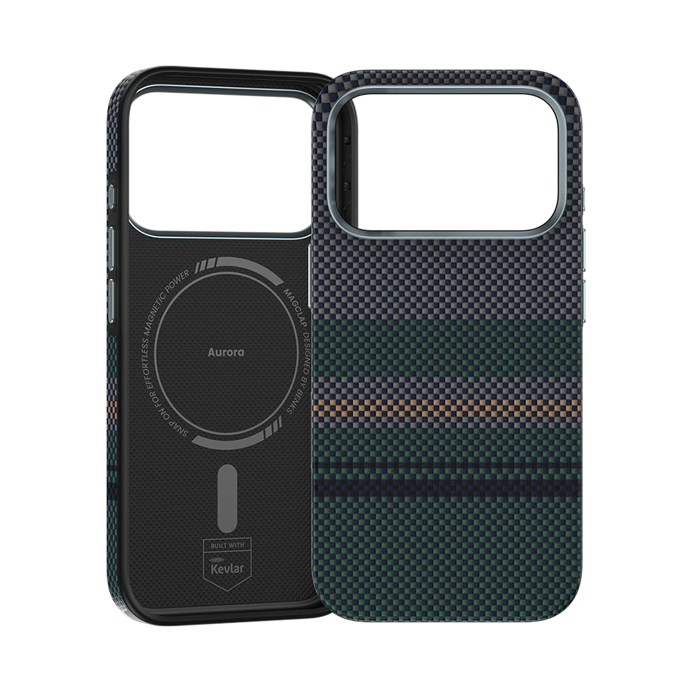 iPhone 17 Pro Kılıf M-safe Şarj Özellikli Karbon Fiber Tasarımlı Benks Aurora ArmorPro Kevlar Kapak